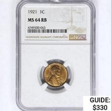 1921 Wheat Cent NGC MS64 RB