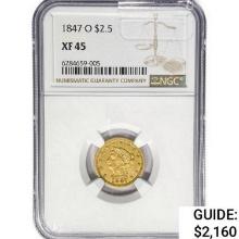 1847-O $2.50 Gold Quarter Eagle NGC XF45