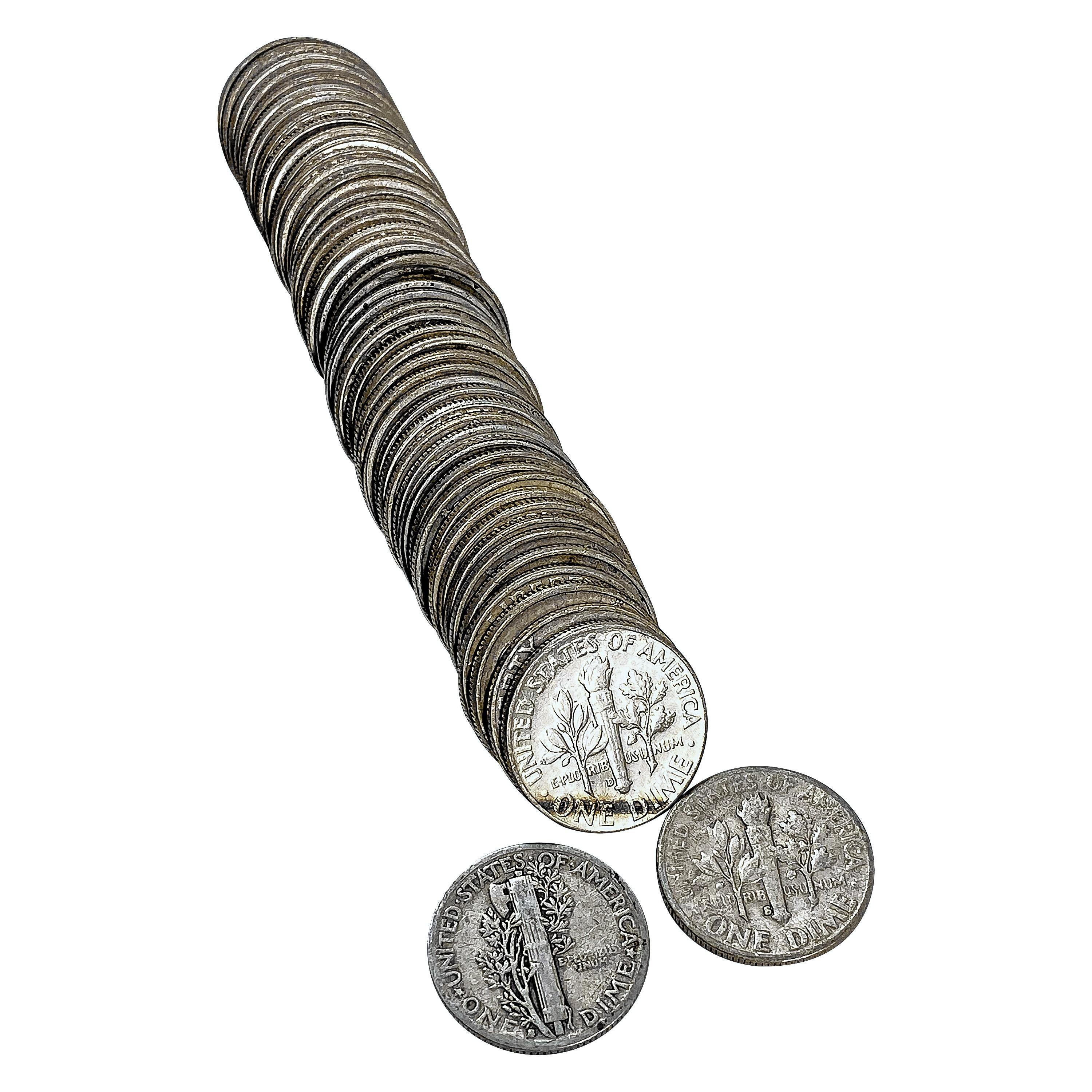 1943-1964 Mixed Roll of US Silver Dimes [50 Coins]