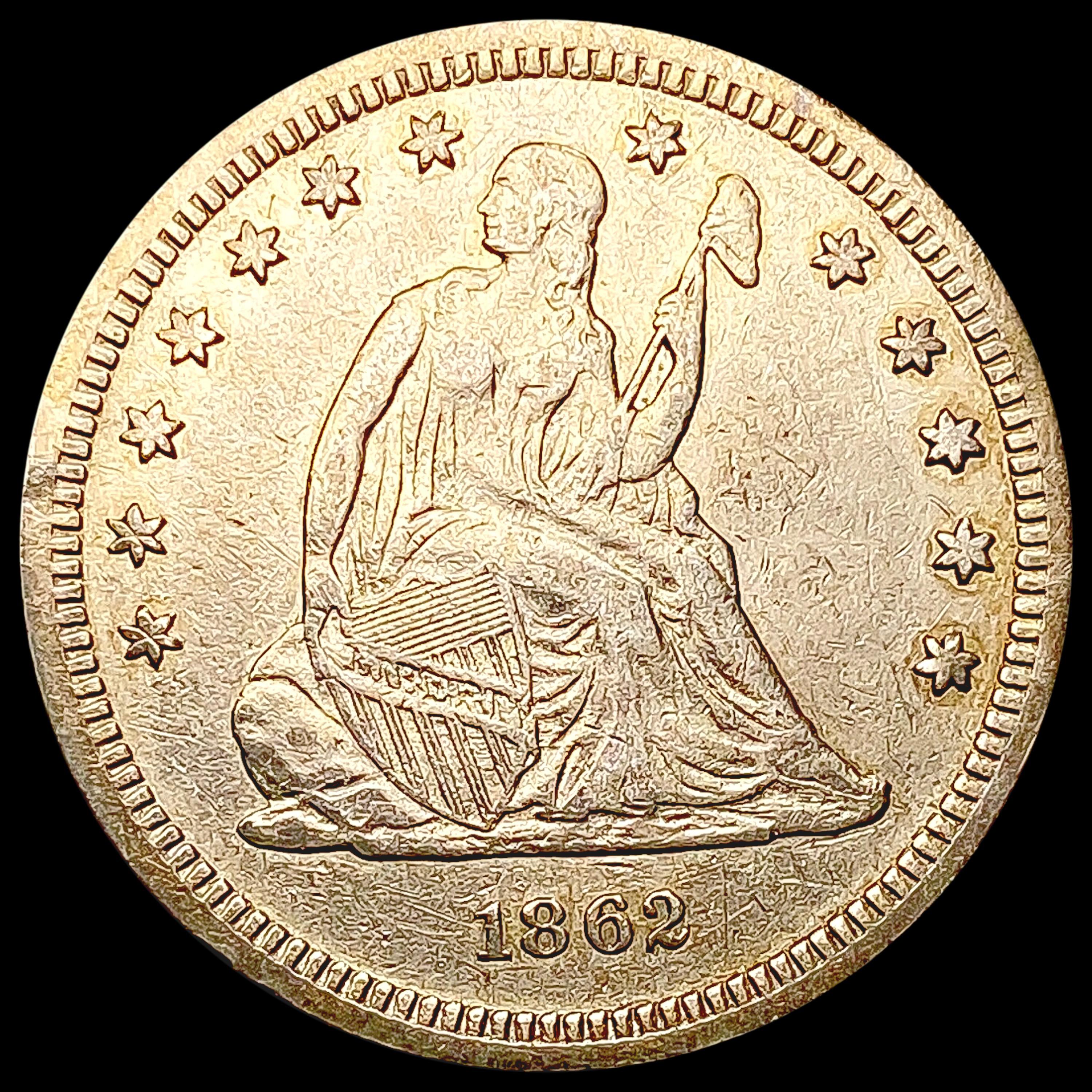 1862 Seated Liberty Quarter LIGHTLY CIRCULATED