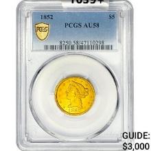 1852 $5 Gold Half Eagle PCGS AU58
