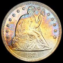 1871 Toned Seated Liberty Dollar CHOICE AU