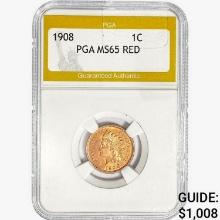 1908 Indian Head Cent PGA MS65 RED