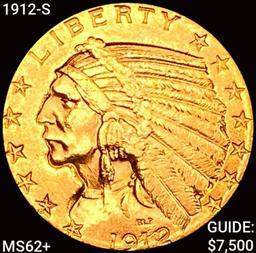 1912-S $5 Gold Half Eagle UNCIRCULATED +