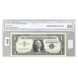 1957 $1 US Silver Certificate CGA GEM UNC66