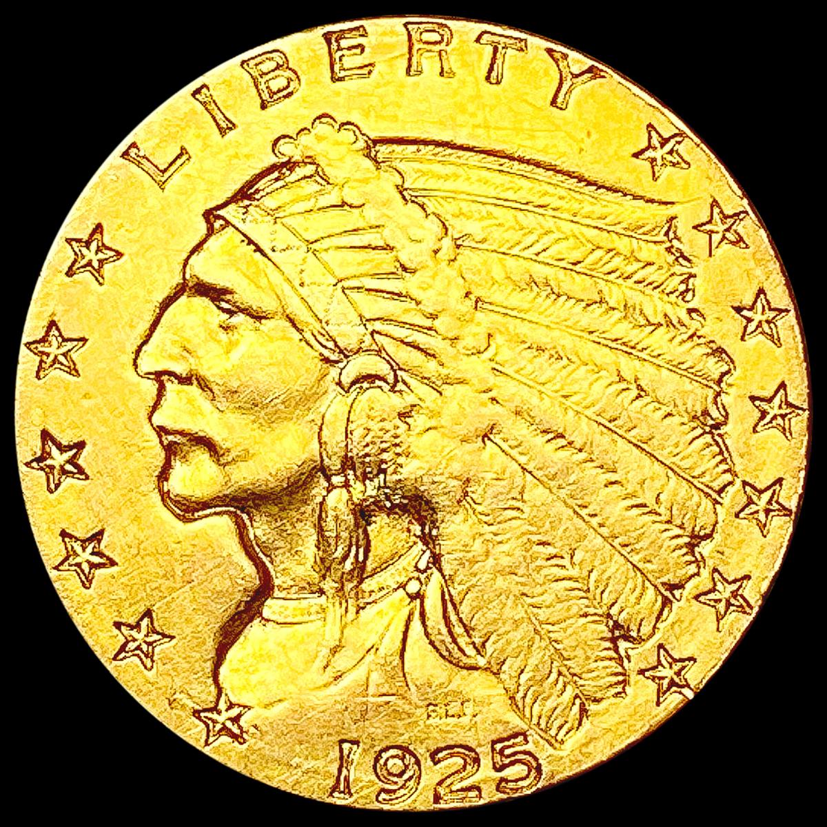 1925-D $2.50 Gold Quarter Eagle CLOSELY UNCIRCULAT