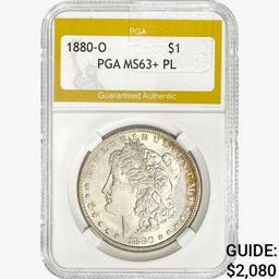 1880-O Morgan Silver Dollar PGA MS63+ PL