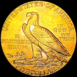 1908-D $5 Gold Half Eagle CLOSELY UNCIRCULATED