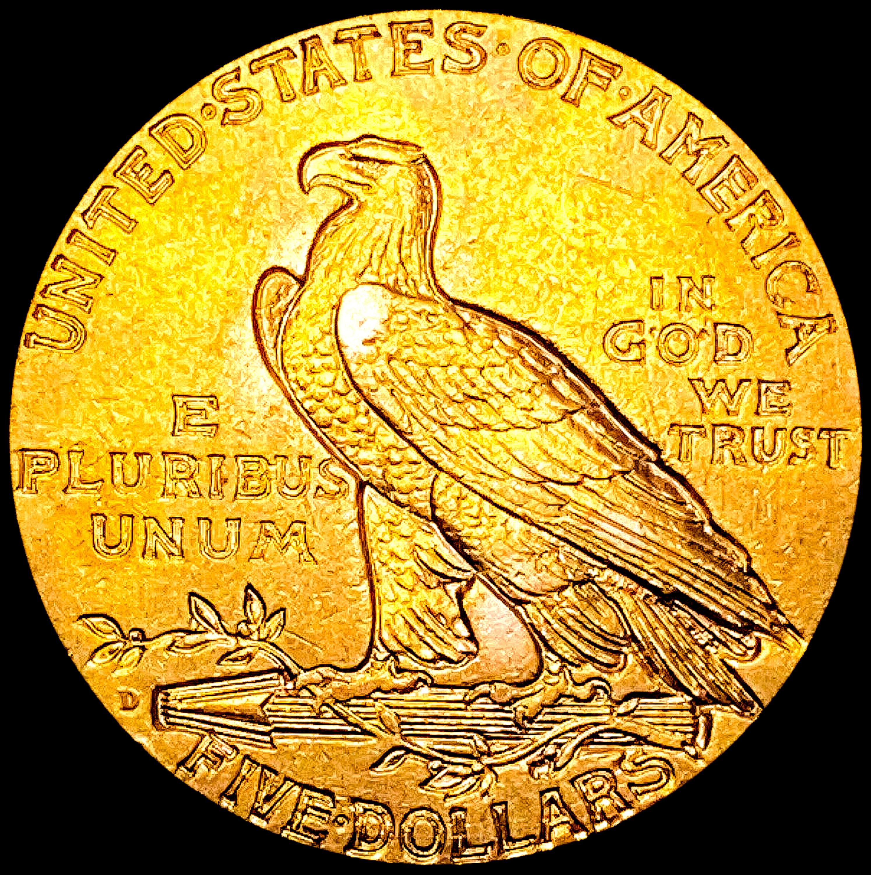 1908-D $5 Gold Half Eagle CLOSELY UNCIRCULATED
