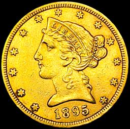 1895-S $5 Gold Half Eagle CHOICE AU