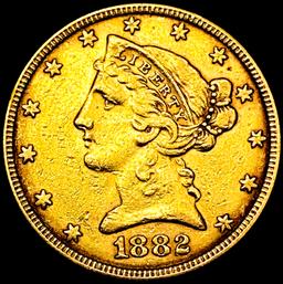 1882 $5 Gold Half Eagle CHOICE AU