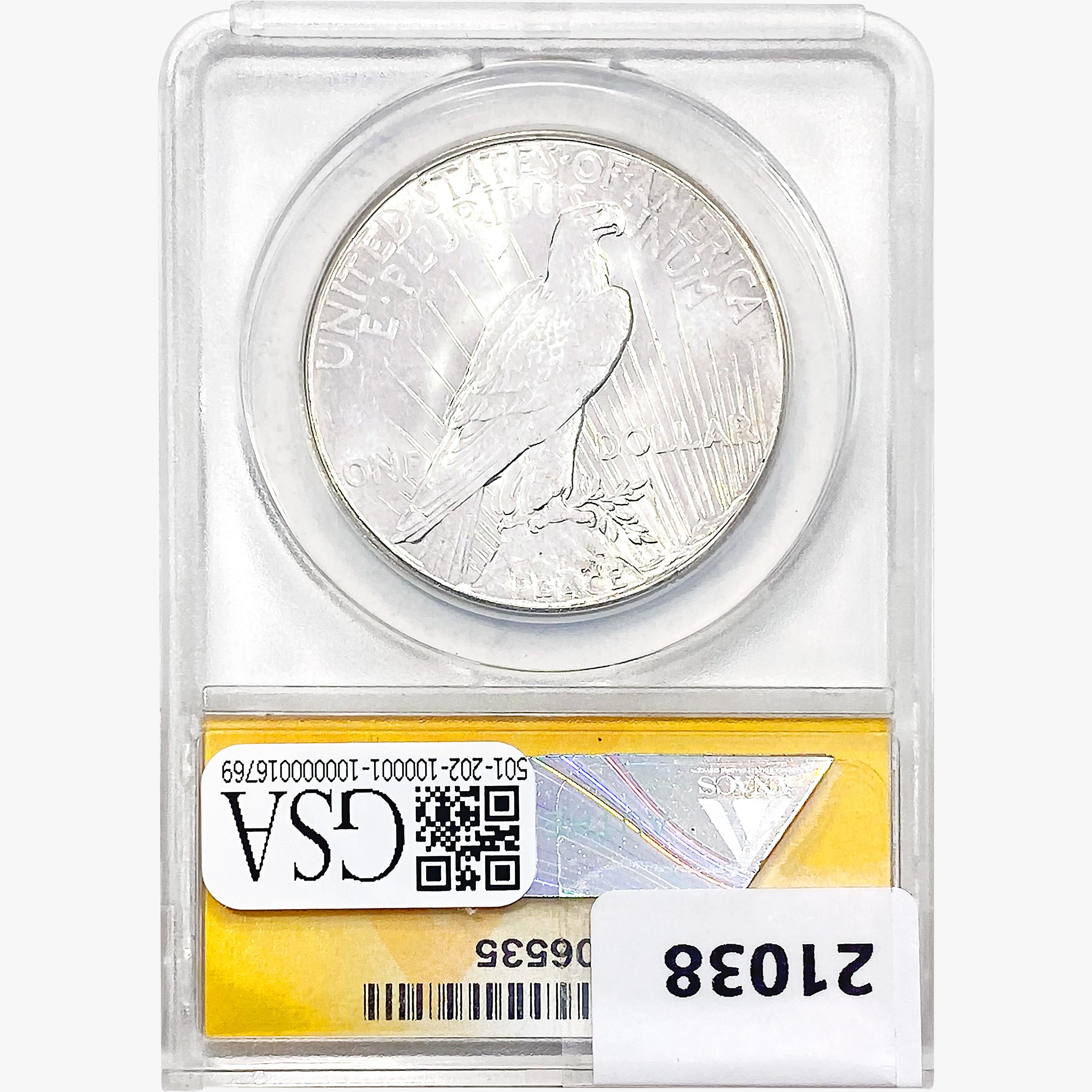 1927 Silver Peace Dollar ANACS MS62