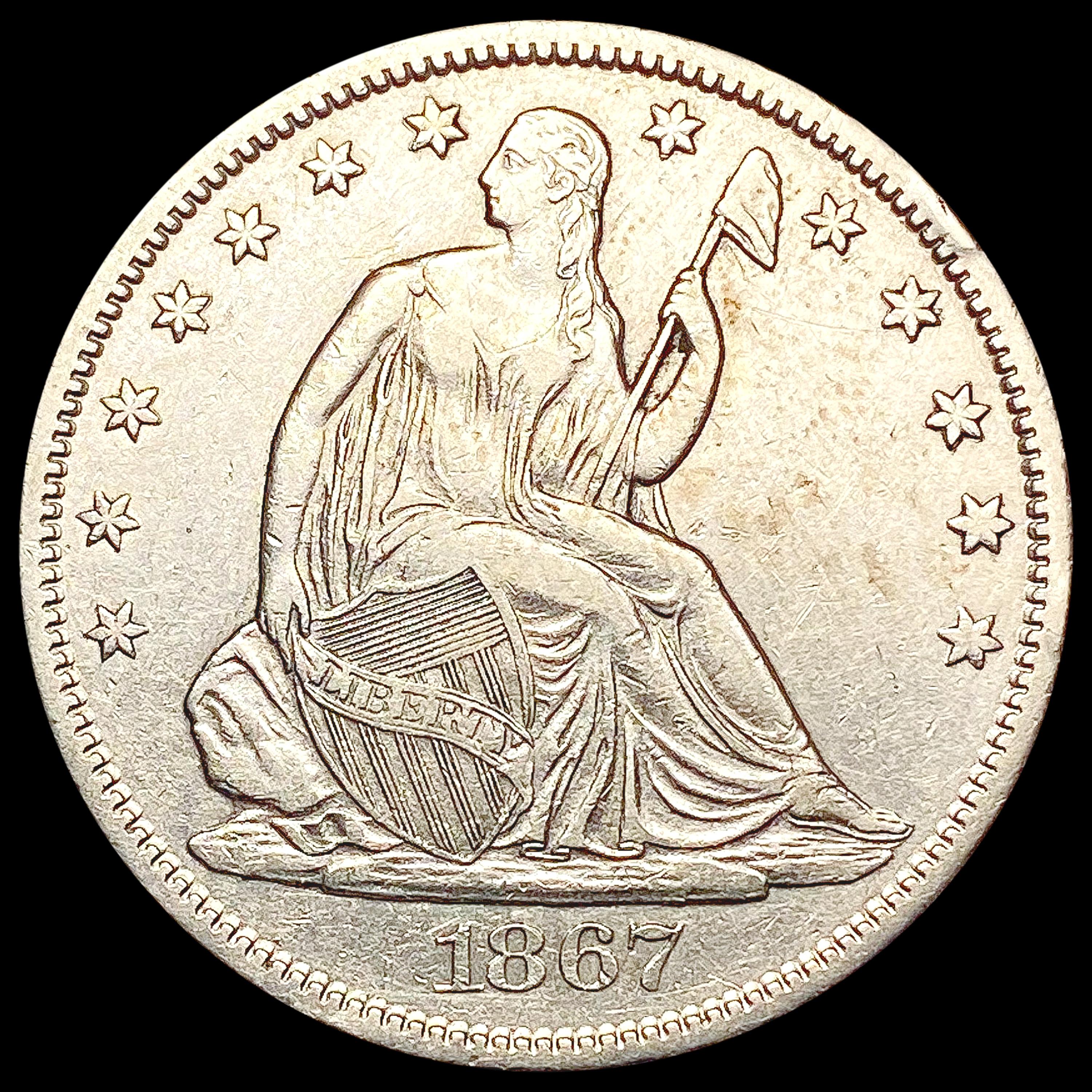 1867-S Seated Liberty Half Dollar CLOSELY UNCIRCUL