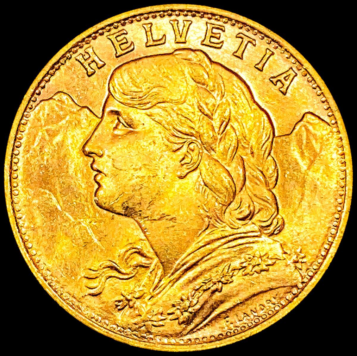 1947 Swiss .1867oz Gold 20 Francs UNCIRCULATED