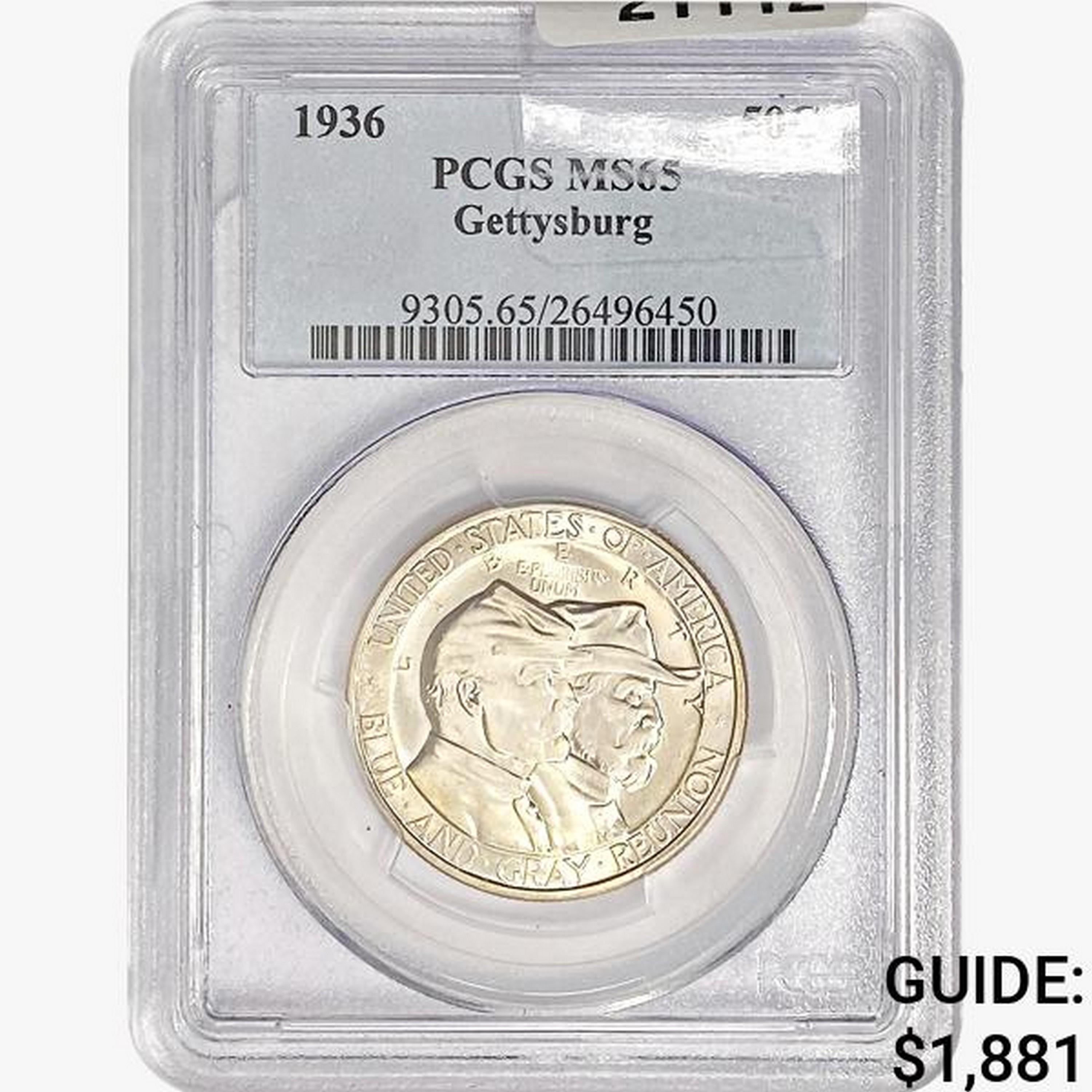 1936 Gettysburg Half Dollar PCGS MS65