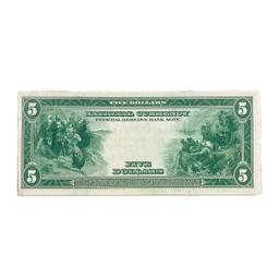 1918 $5 FRBN NEW YORK, NY UNC