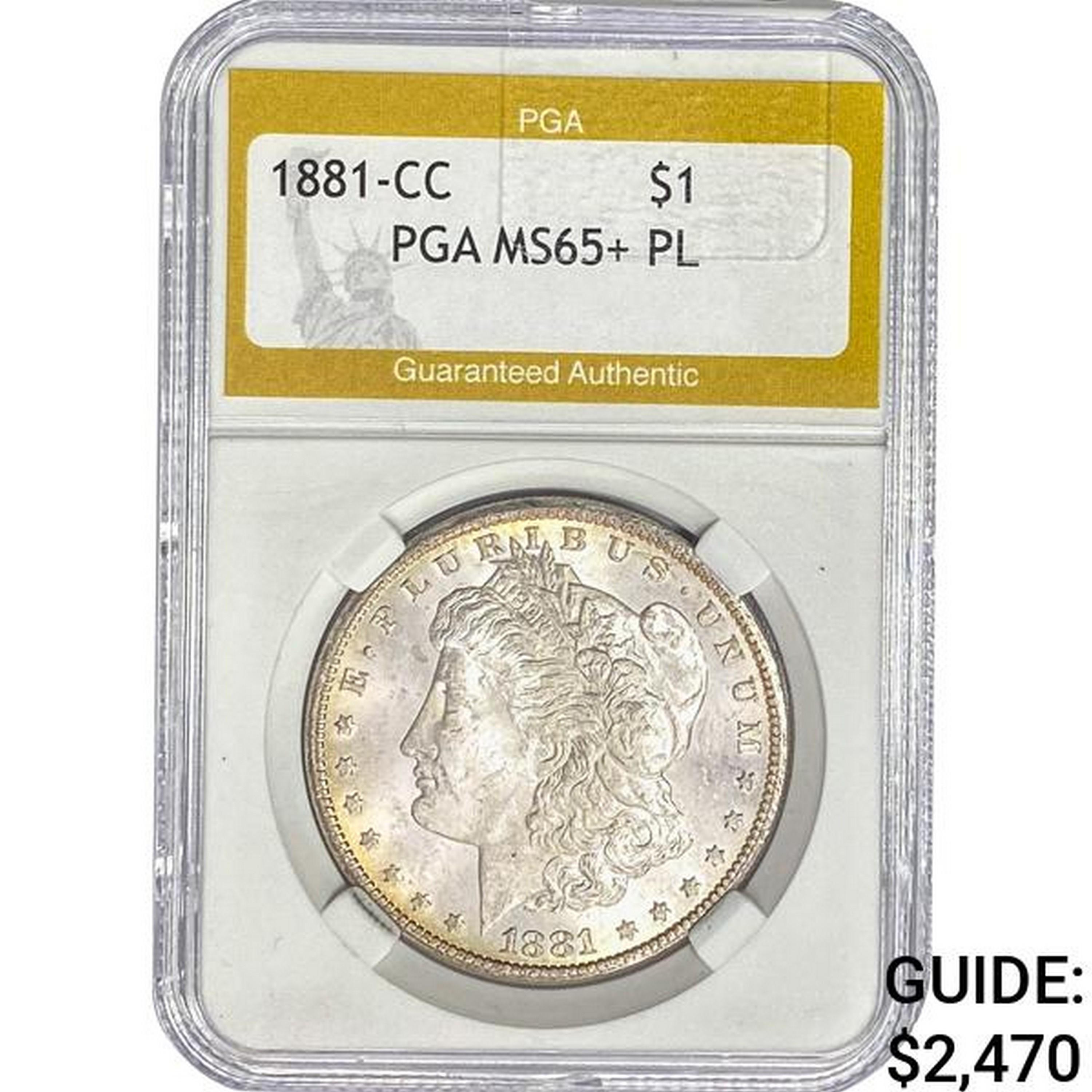 1881-CC Morgan Silver Dollar PGA MS65+ PL
