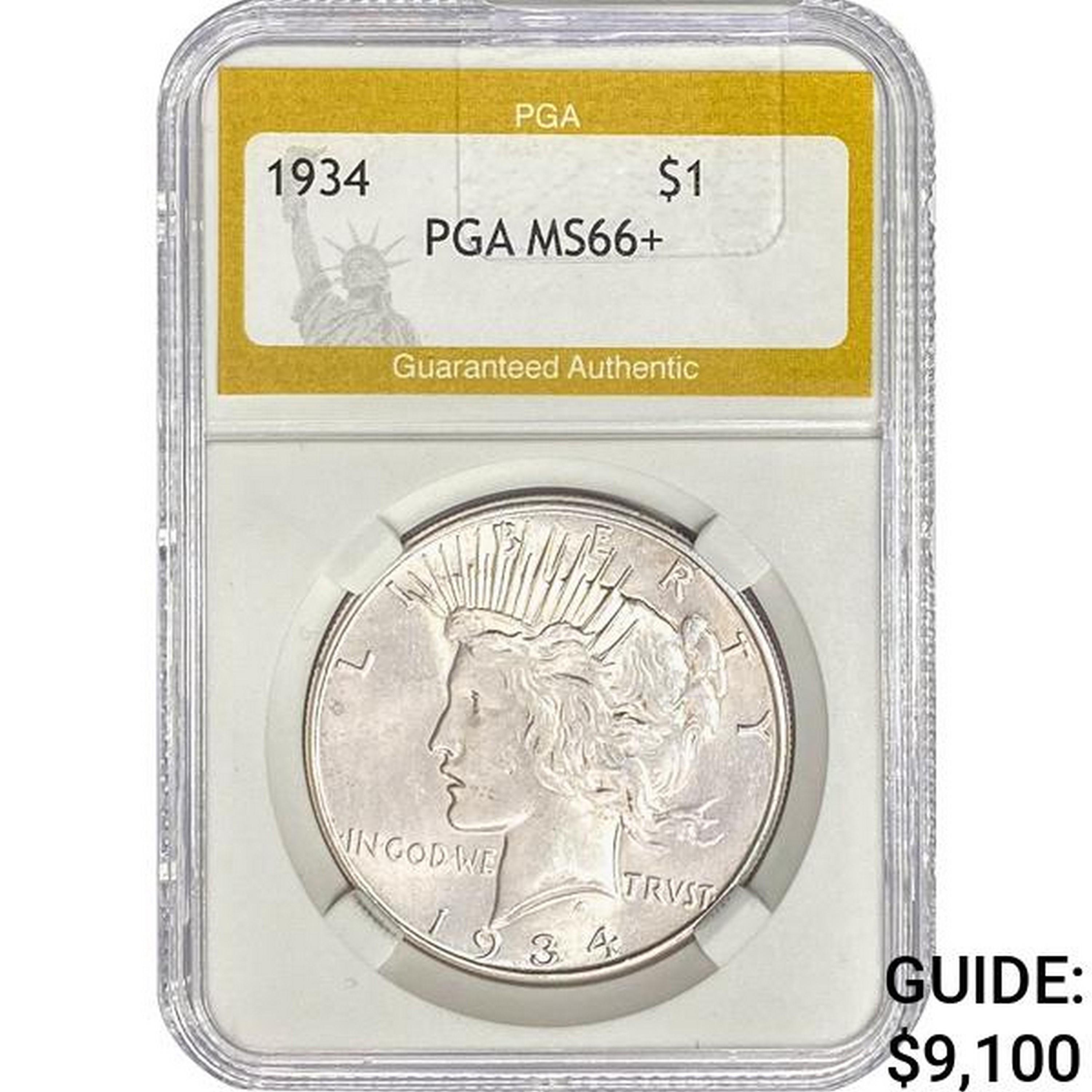 1934 Silver Peace Dollar PGA MS66+