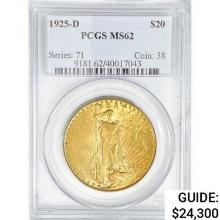1925-D $20 Gold Double Eagle PCGS MS62