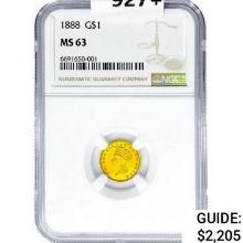 1888 Rare Gold Dollar NGC MS63