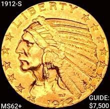 1912-S $5 Gold Half Eagle UNCIRCULATED +