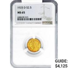 1925-D $2.50 Gold Quarter Eagle NGC MS65