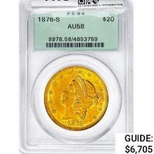 1876-S $20 Gold Double Eagle PCGS AU58