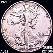 1921-D Walking Liberty Half Dollar CHOICE AU