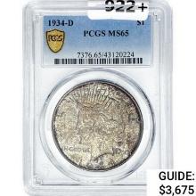 1934-D Silver Peace Dollar PCGS MS65