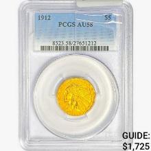 1912 $5 Gold Half Eagle PCGS AU58