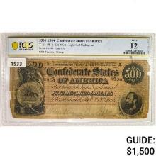 1864 $500 Confederate States Note PCGS F12 Details