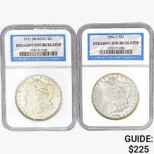 1884&1921 [2] Morgan Silver Dollar NGC BU