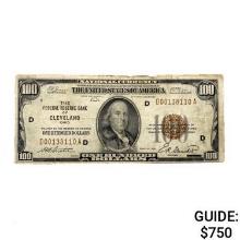 1929 $100 Bank of Cleveland OH Legal Tender Note