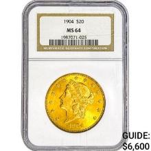 1904 $20 Gold Double Eagle NGC MS64