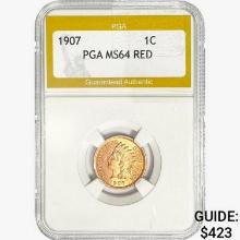 1907 Indian Head Cent PGA MS64 RED