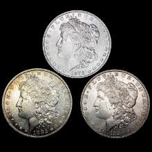[3] Morgan Silver Dollars [1878, 1882-O, 1883] UNC