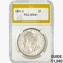 1891-S Morgan Silver Dollar PGA MS64+