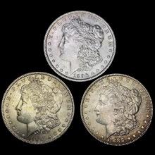 [3] Morgan Silver Dollars [1888, 1896, 1901-O] UNC