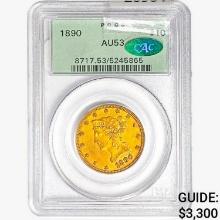1890 CAC $10 Gold Eagle PCGS AU53