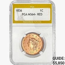 1836 Coronet Head Large Cent PGA MS64+ RED