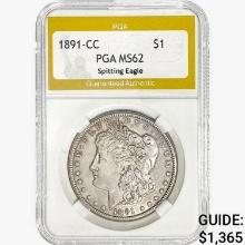 1891-CC Morgan Silver Dollar PGA MS62 Spit. Eagle