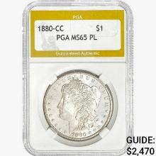 1880-CC Morgan Silver Dollar PGA MS65 PL