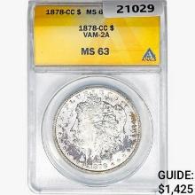 1878-CC Morgan Silver Dollar ANACS MS63 VAM-2A