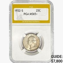 1932-S Washington Silver Quarter PGA MS65+
