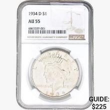 1934-D Silver Peace Dollar NGC AU55