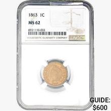 1863 Indian Head Cent NGC MS62
