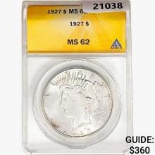 1927 Silver Peace Dollar ANACS MS62