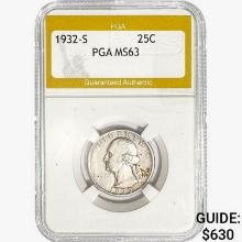 1932-S Washington Silver Quarter PGA MS63