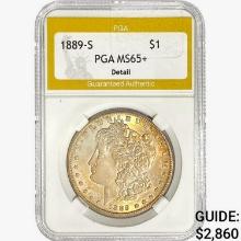 1889-S Morgan Silver Dollar PGA MS65+ Detail