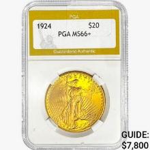 1924 $20 Gold Double Eagle PGA MS66+